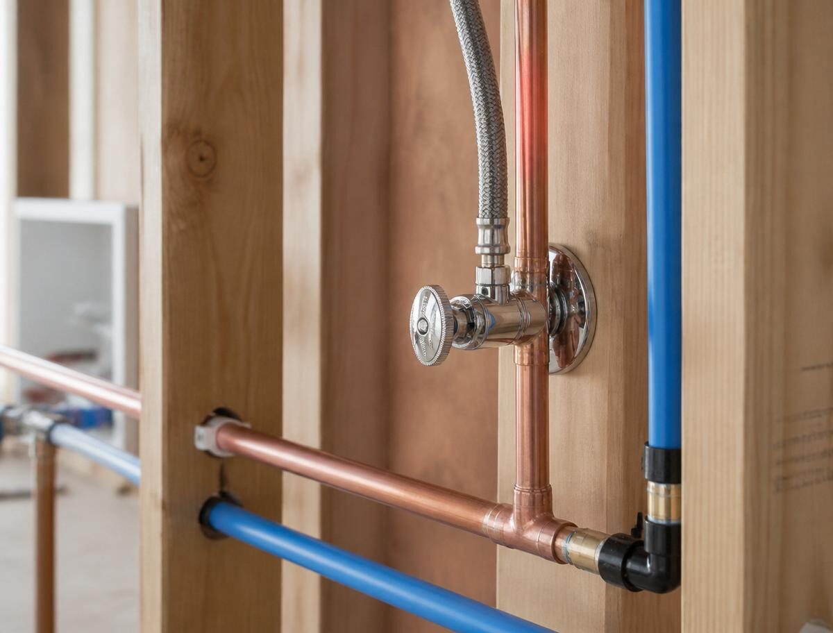 Clean copper and PEX water supply lines with a shutoff valve during a residential remodel